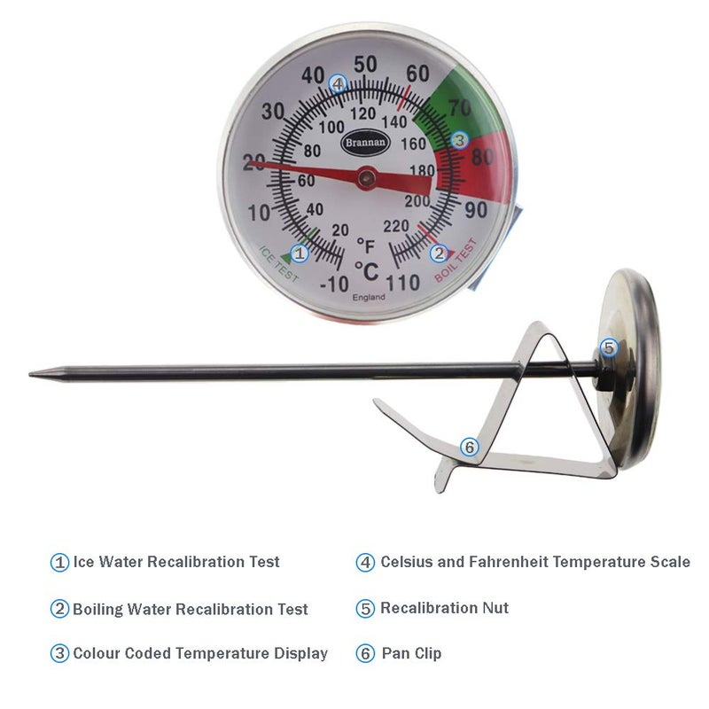 Brannan Frothy Milk Thermometer for Steaming Milk with 125 mm Stainless Steel Probe and Clip Barista Coffee Great for Frothing - Image 3
